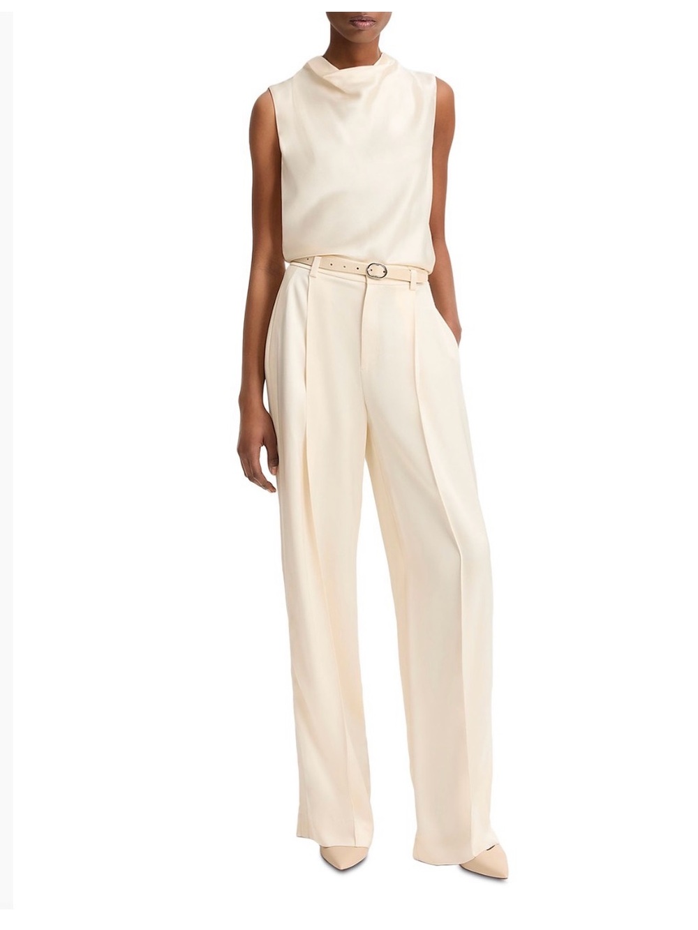 Vince Women’s Cream High-Waist Wide-Leg Satin Trousers size 2